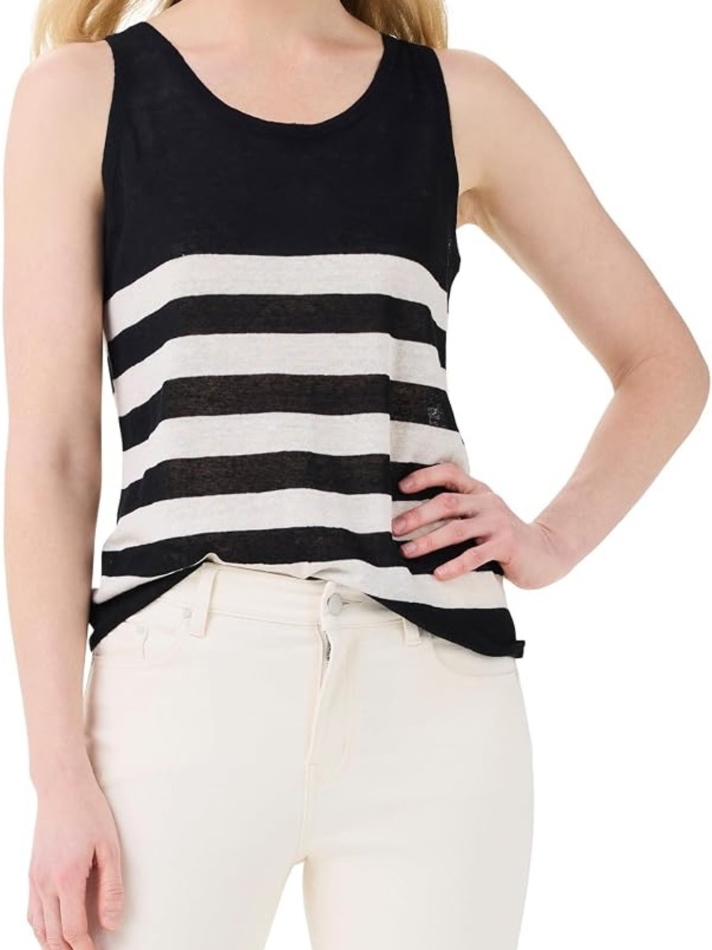 Nic + Zoe Black & White Striped Tank Top - Women small